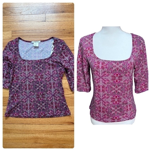 La Belle Pink and Purple Patterned Top - Picture 1 of 11